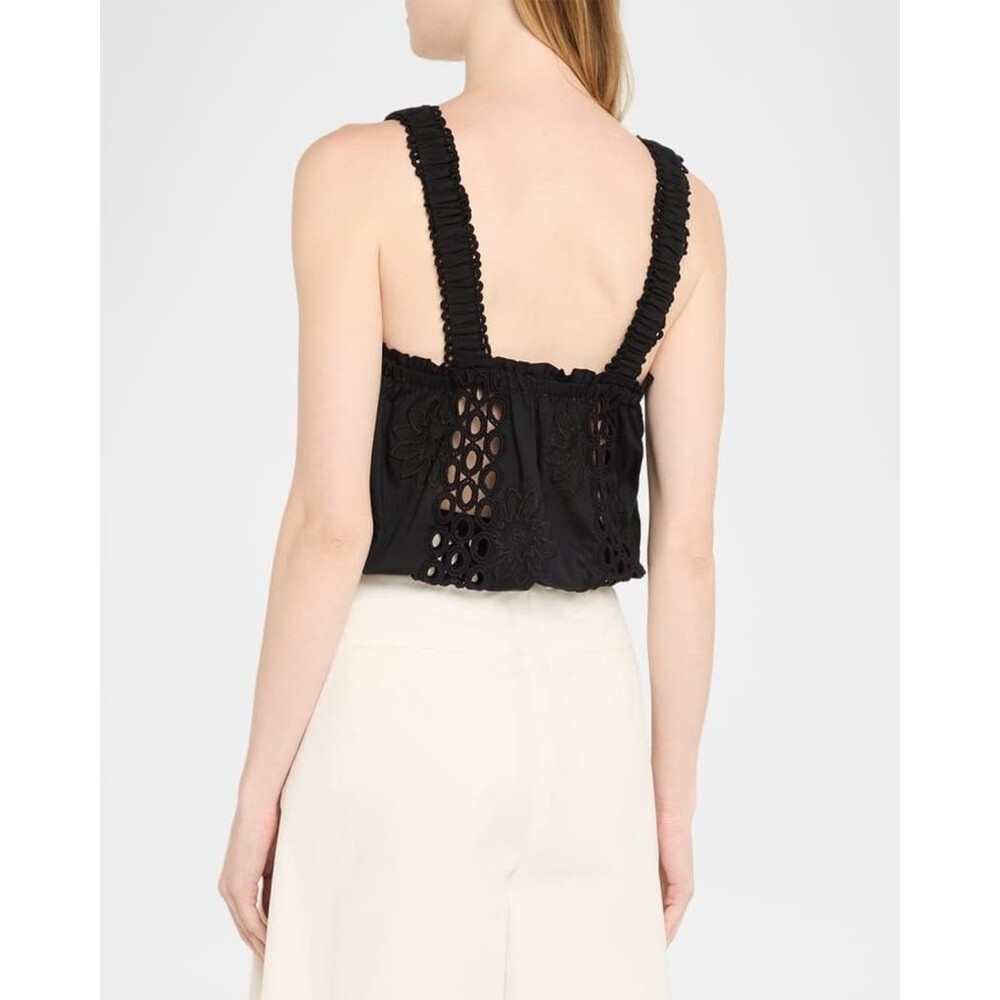 NEW Ramy Brook Womens Size Large Black Misha Embroidered Coverup Top $195 - Picture 6 of 9